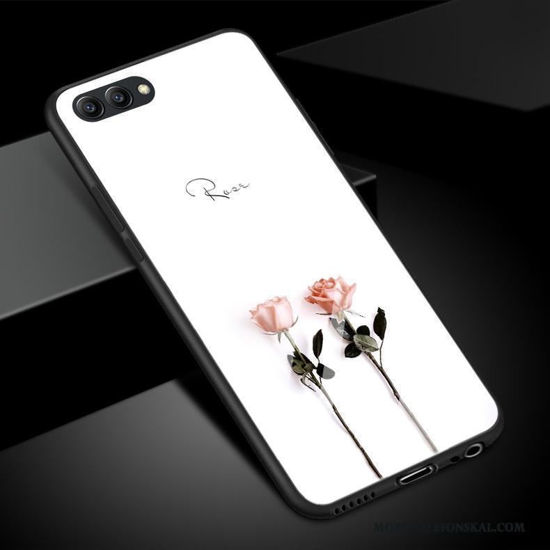 Huawei P10 Plus Skal Telefon Enkel Rose Vit Glas Konst Blommor