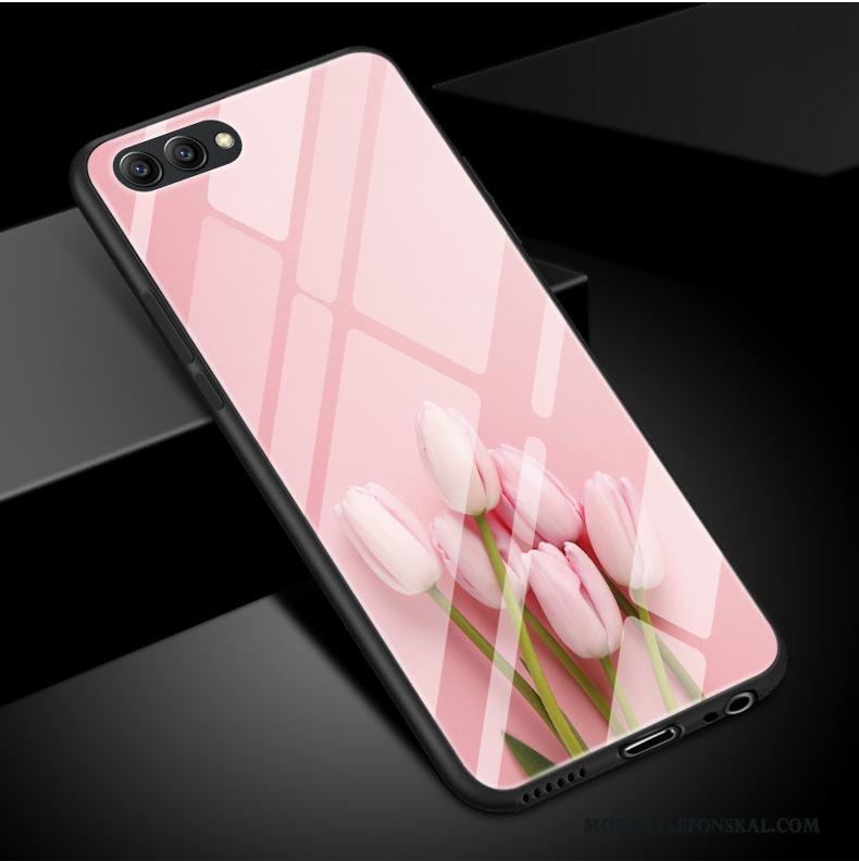 Huawei P10 Plus Skal Telefon Enkel Rose Vit Glas Konst Blommor