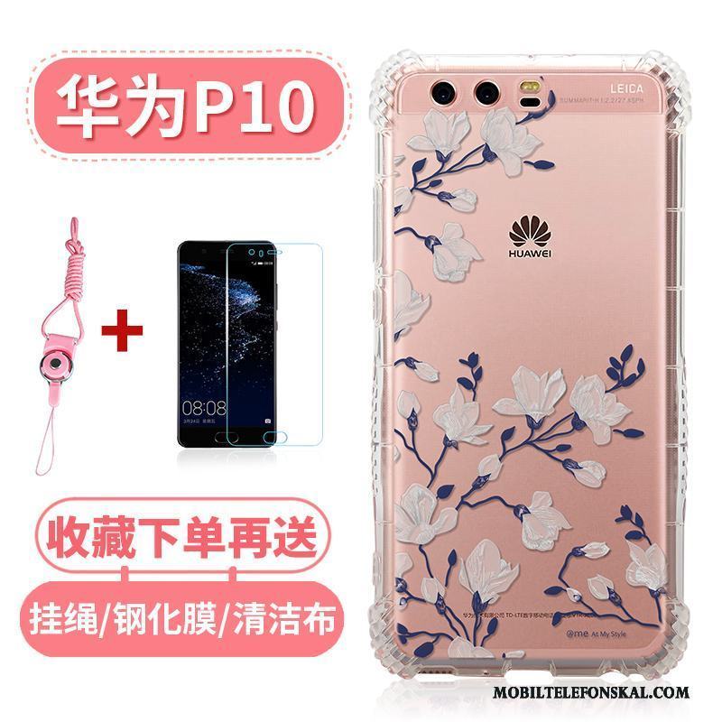 Huawei P10 Skal Mobil Telefon Mjuk Transparent Rosa Silikon All Inclusive Fallskydd