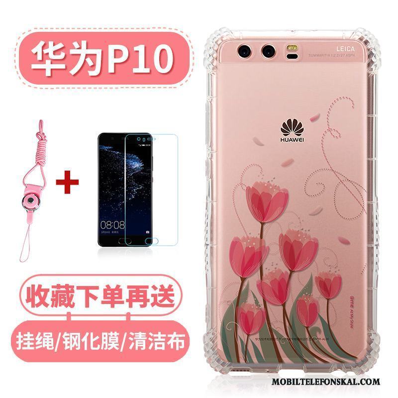 Huawei P10 Skal Mobil Telefon Mjuk Transparent Rosa Silikon All Inclusive Fallskydd