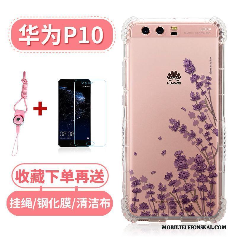 Huawei P10 Skal Mobil Telefon Mjuk Transparent Rosa Silikon All Inclusive Fallskydd