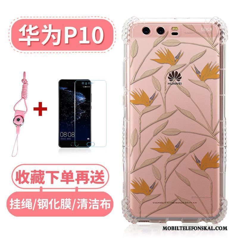 Huawei P10 Skal Mobil Telefon Mjuk Transparent Rosa Silikon All Inclusive Fallskydd