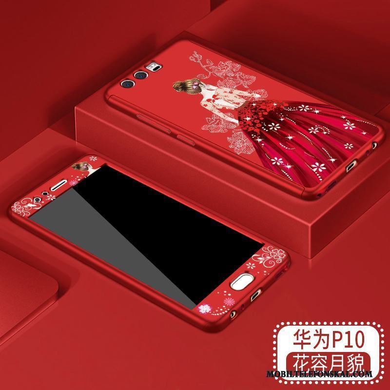 Huawei P10 Skal Nubuck Pu Personlighet Kreativa Röd Trend Varumärke
