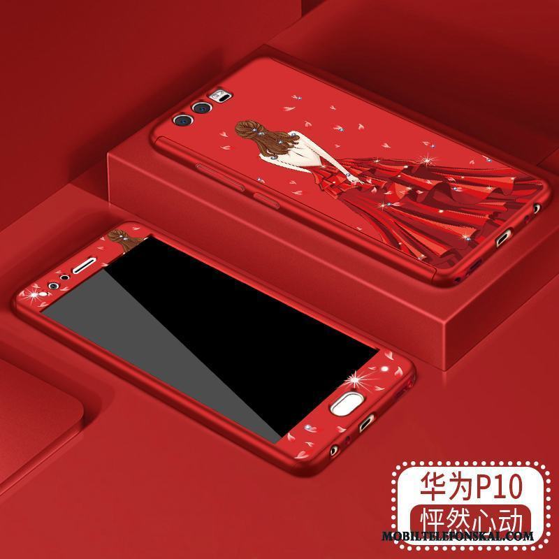 Huawei P10 Skal Nubuck Pu Personlighet Kreativa Röd Trend Varumärke