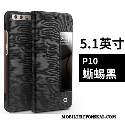 Huawei P10 Svart Täcka Skal Telefon Läderfodral Mobil Telefon Pu Skydd