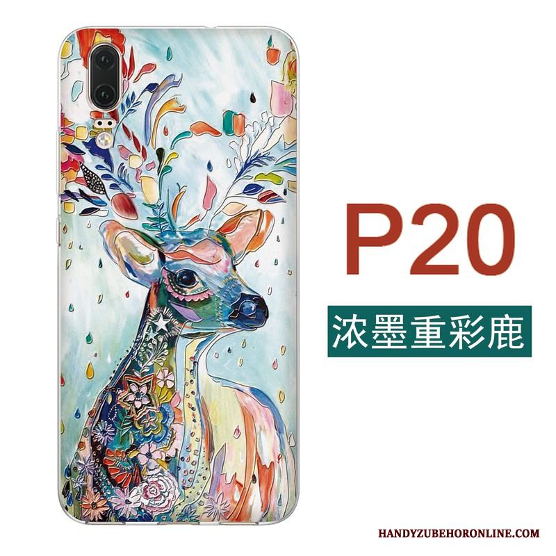Huawei P20 Kreativa Handmålade Lättnad Mjuk All Inclusive Skal Telefon Tunn