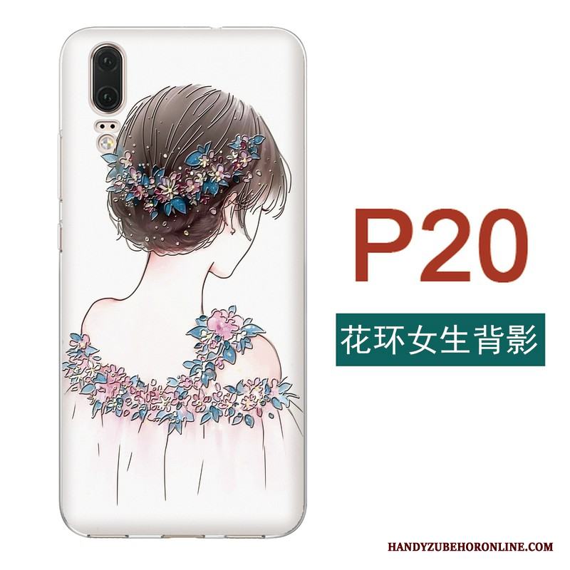 Huawei P20 Kreativa Handmålade Lättnad Mjuk All Inclusive Skal Telefon Tunn