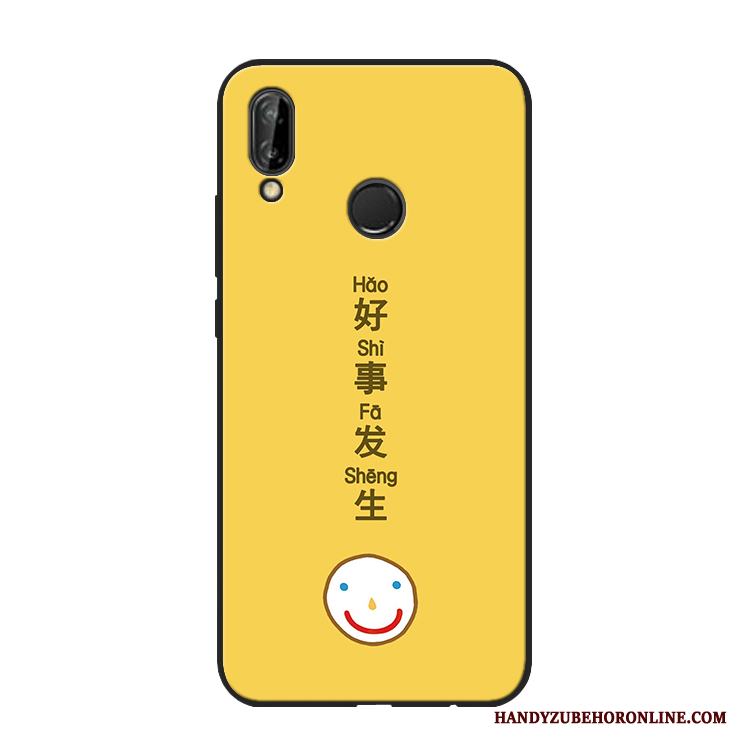 Huawei P20 Lite Fodral Gul Silikon Mjuk Smiley Skydd Skal Telefon