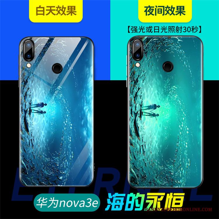 Huawei P20 Lite Glas Blå Fodral Skal Telefon
