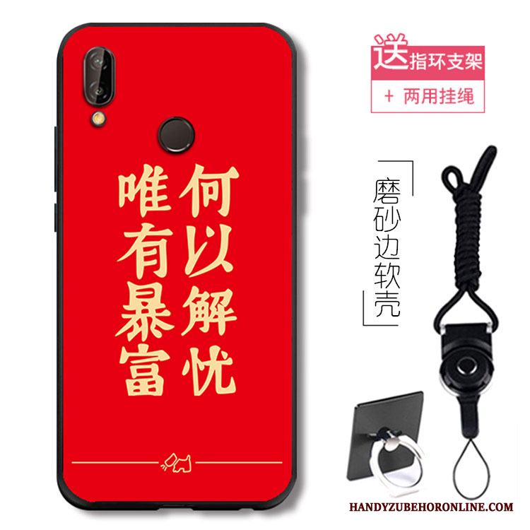 Huawei P20 Lite Ring Skydd Mjuk Hängsmycken Silikon Skal Telefon Blå