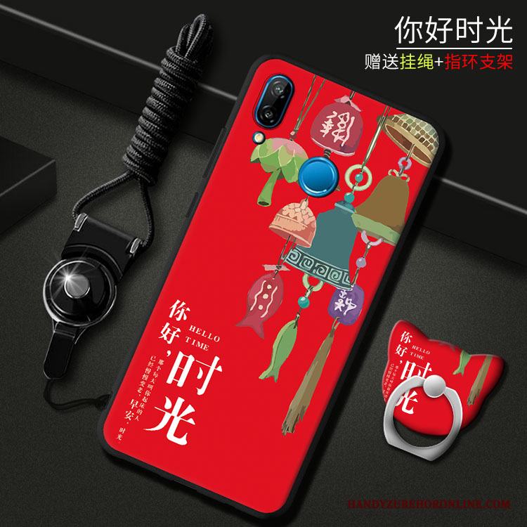 Huawei P20 Lite Silikon Röd Mjuk Fodral Skal Telefon Ungdom