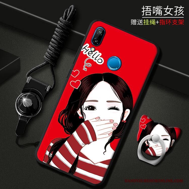 Huawei P20 Lite Silikon Röd Mjuk Fodral Skal Telefon Ungdom