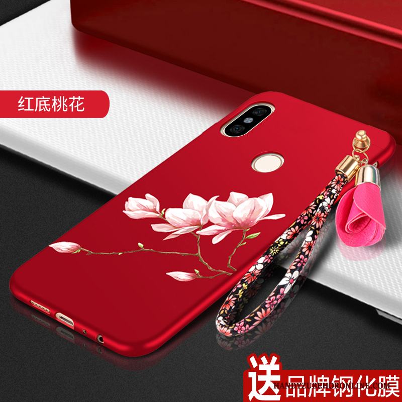 Huawei P20 Lite Skal Fallskydd Bakre Omslag Personlighet Stor Silikon Mjuk Röd