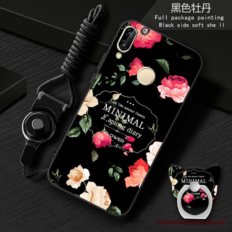 Huawei P20 Lite Skal Telefon Fallskydd Mjuk Rosa Fodral Nubuck