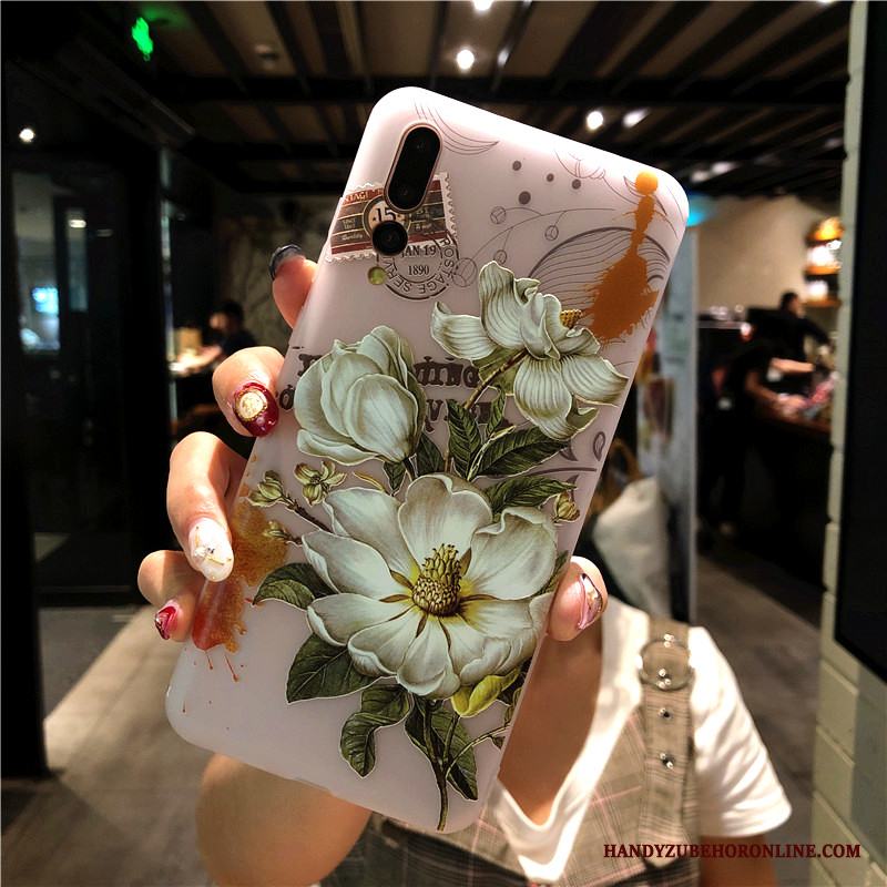 Huawei P20 Pro Pion Färg Fallskydd Lättnad Fodral Blommor Skal Telefon