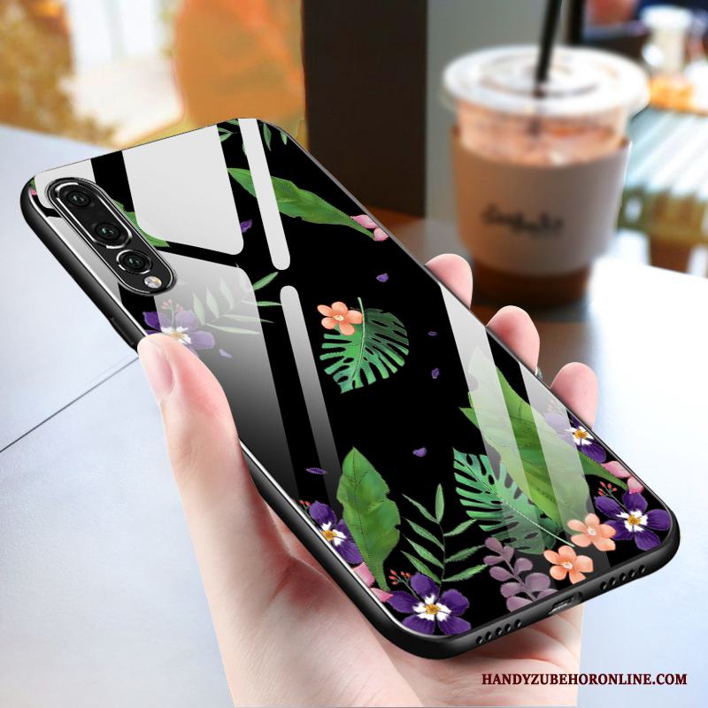 Huawei P20 Pro Skal All Inclusive Blå Fodral Persika Härdat Glas Vacker Kreativa