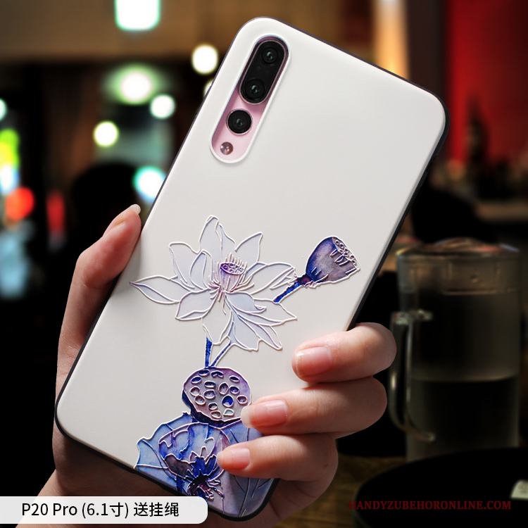 Huawei P20 Pro Skal Silikon Slim Nubuck Vit Hängsmycken Kreativa All Inclusive