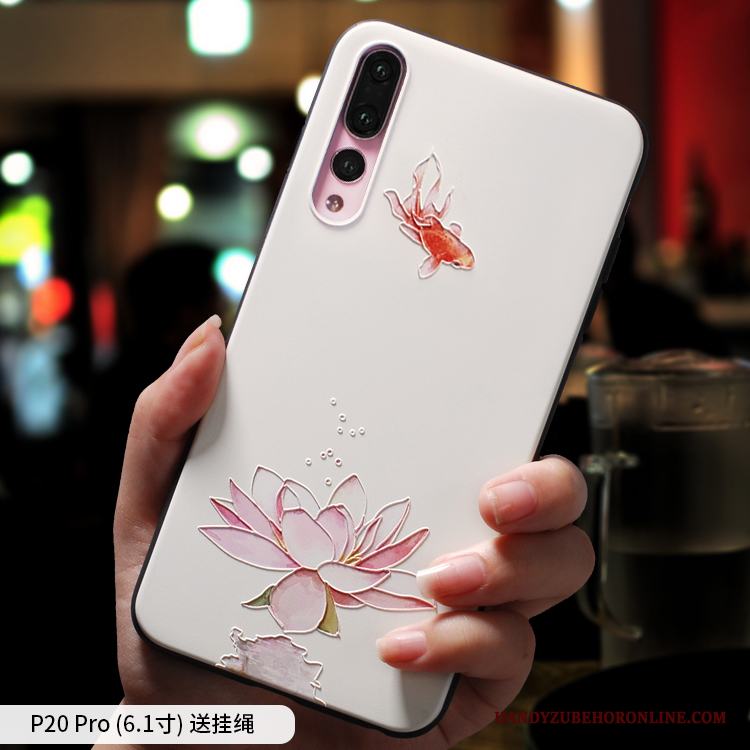 Huawei P20 Pro Skal Silikon Slim Nubuck Vit Hängsmycken Kreativa All Inclusive