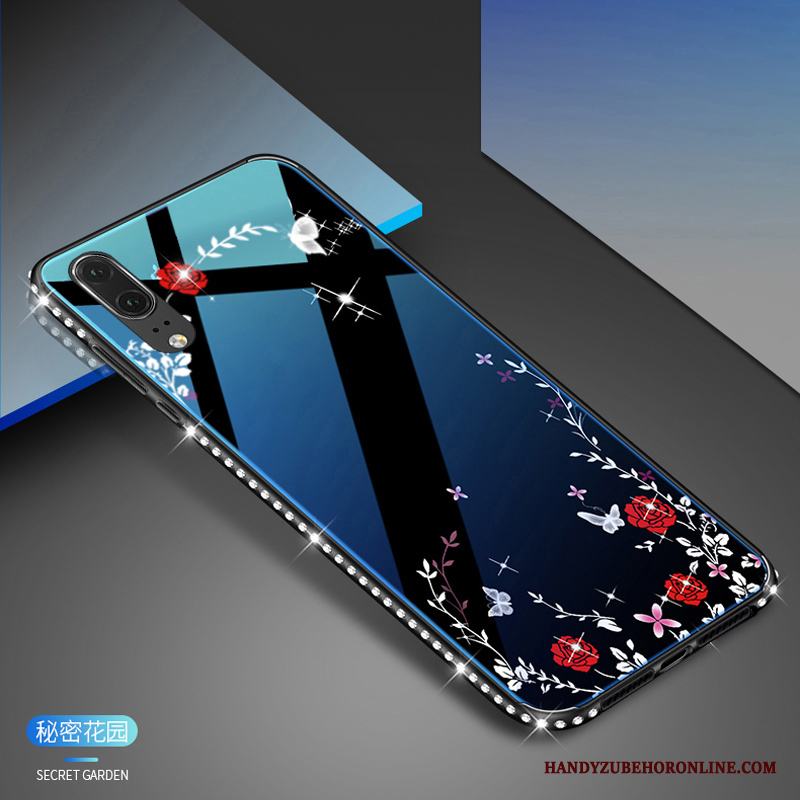 Huawei P20 Skal Telefon Strass Fallskydd Vit Trend Fodral Frame