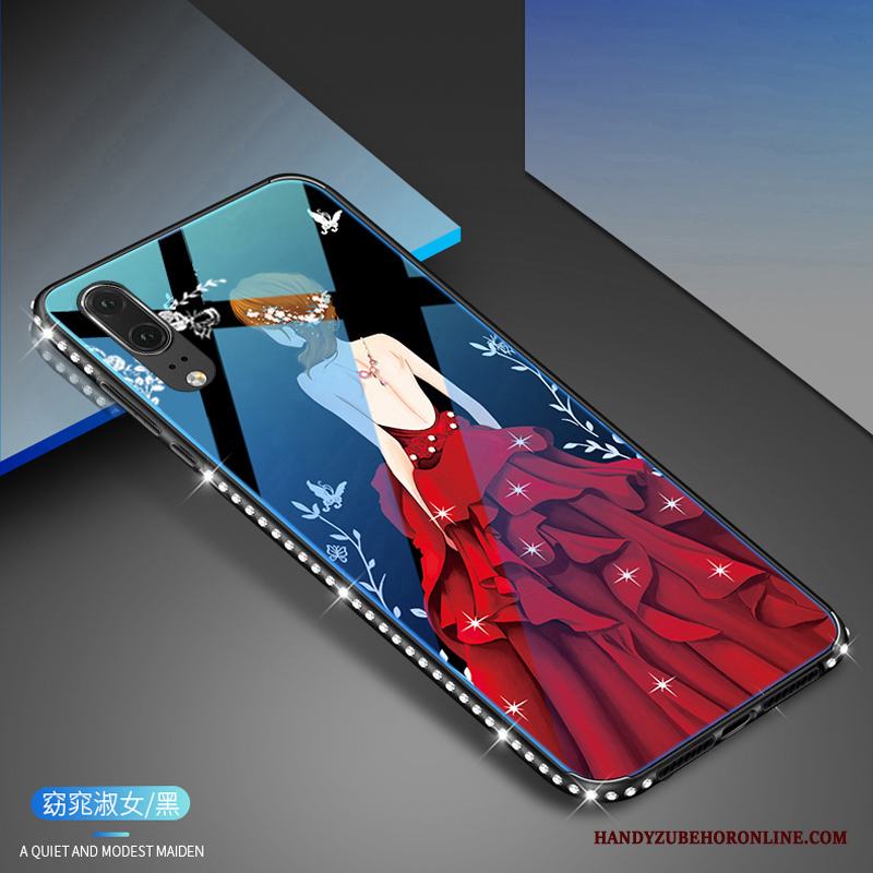 Huawei P20 Skal Telefon Strass Fallskydd Vit Trend Fodral Frame