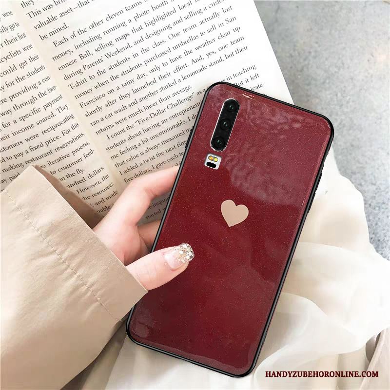 Huawei P30 All Inclusive Röd Trend Varumärke Skal Telefon Fallskydd Glas Net Red