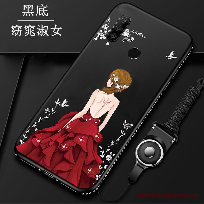 Huawei P30 Lite Kreativa Röd Hängsmycken Mode Mjuk Skal Telefon