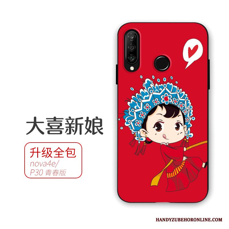 Huawei P30 Lite Röd Skal Telefon Mjuk Äktenskap Fodral