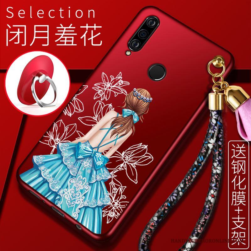 Huawei P30 Lite Röd Skydd Fodral Skal Telefon Mobil Telefon Silikonskal