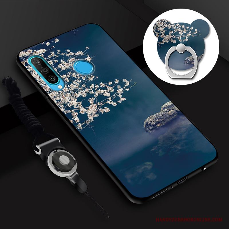 Huawei P30 Lite Skal Fodral Support Skydd Rosa Ungdom Silikon Skärmskydd Film