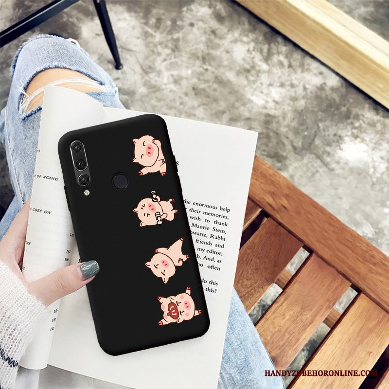 Huawei P30 Lite Trend Fallskydd Mjuk Fodral Svart Nubuck Skal Telefon