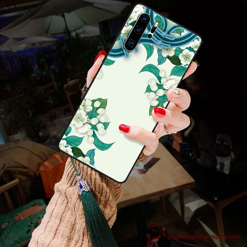 Huawei P30 Pro Mjuk Skydd Kinesisk Stil Klassisk Silikon Pion Skal Telefon