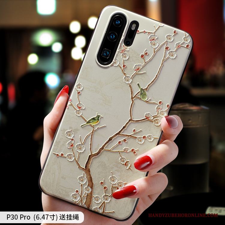 Huawei P30 Pro Personlighet Skal Telefon Rosa Nubuck Hängsmycken Kinesisk Stil Trend