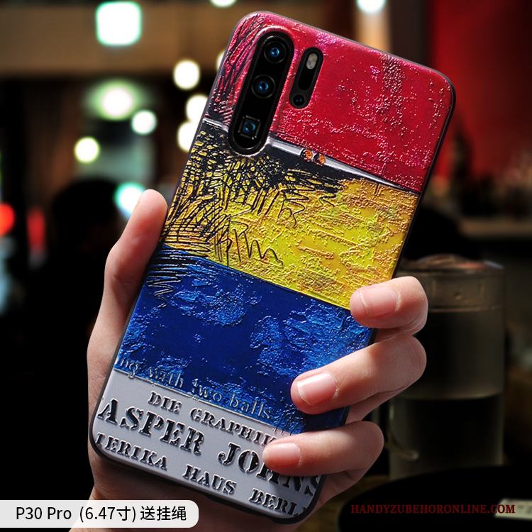 Huawei P30 Pro Skal All Inclusive Nubuck Kreativa Skydd Mjuk Trend Varumärke Röd