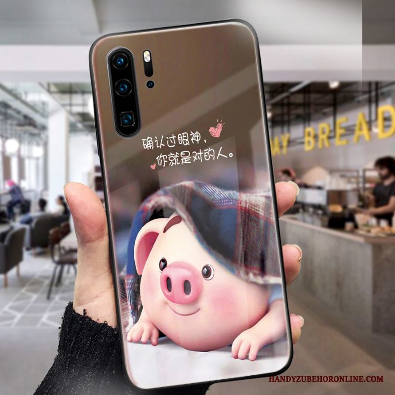 Huawei P30 Pro Skal Fallskydd Liten Glas Net Red Trend Röd Fodral