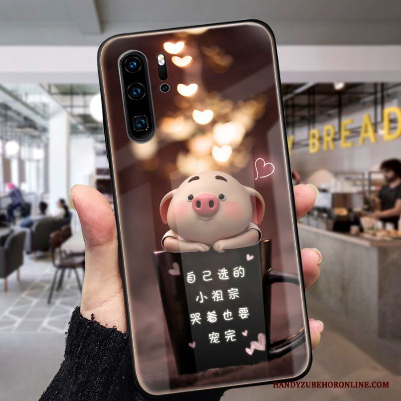 Huawei P30 Pro Skal Fallskydd Liten Glas Net Red Trend Röd Fodral