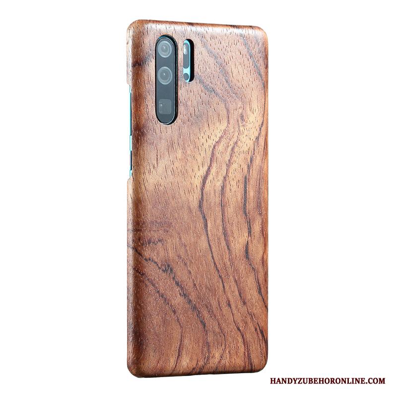 Huawei P30 Pro Skal Slim Fallskydd Fodral Trä Känna Persika Trä Wood