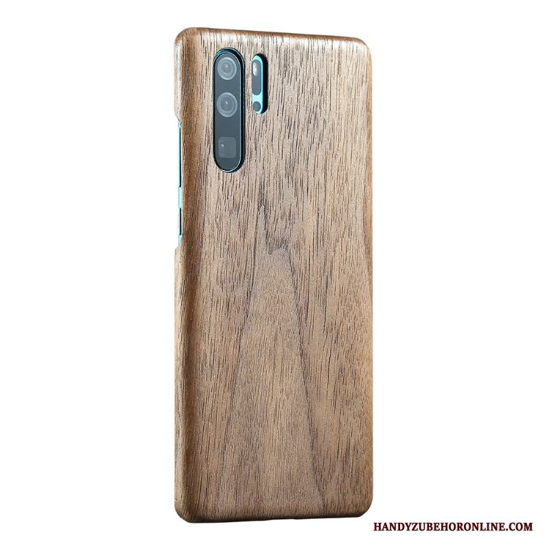 Huawei P30 Pro Skal Slim Fallskydd Fodral Trä Känna Persika Trä Wood