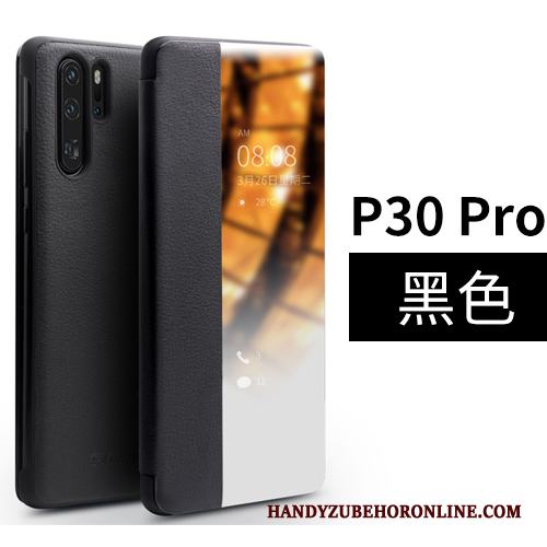 Huawei P30 Pro Skal Öppna Fönstret Slim Dvala Business Täcka Fodral Röd