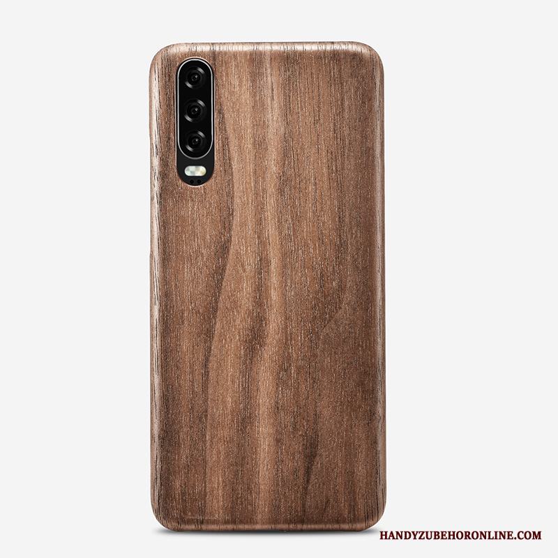 Huawei P30 Skal Nubuck Blommor Wood Trä Fodral Ny Mobil Telefon