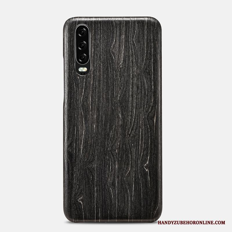 Huawei P30 Skal Nubuck Blommor Wood Trä Fodral Ny Mobil Telefon