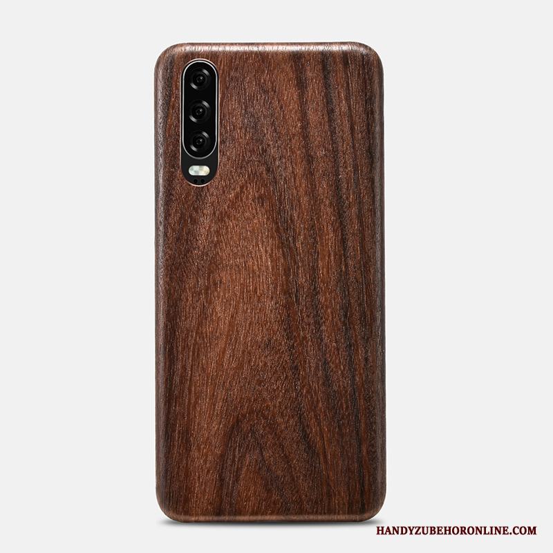 Huawei P30 Skal Nubuck Blommor Wood Trä Fodral Ny Mobil Telefon