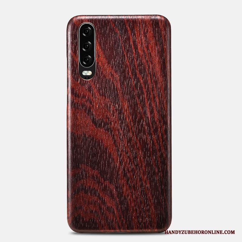 Huawei P30 Skal Nubuck Blommor Wood Trä Fodral Ny Mobil Telefon