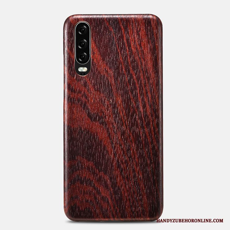 Huawei P30 Skal Nubuck Blommor Wood Trä Fodral Ny Mobil Telefon