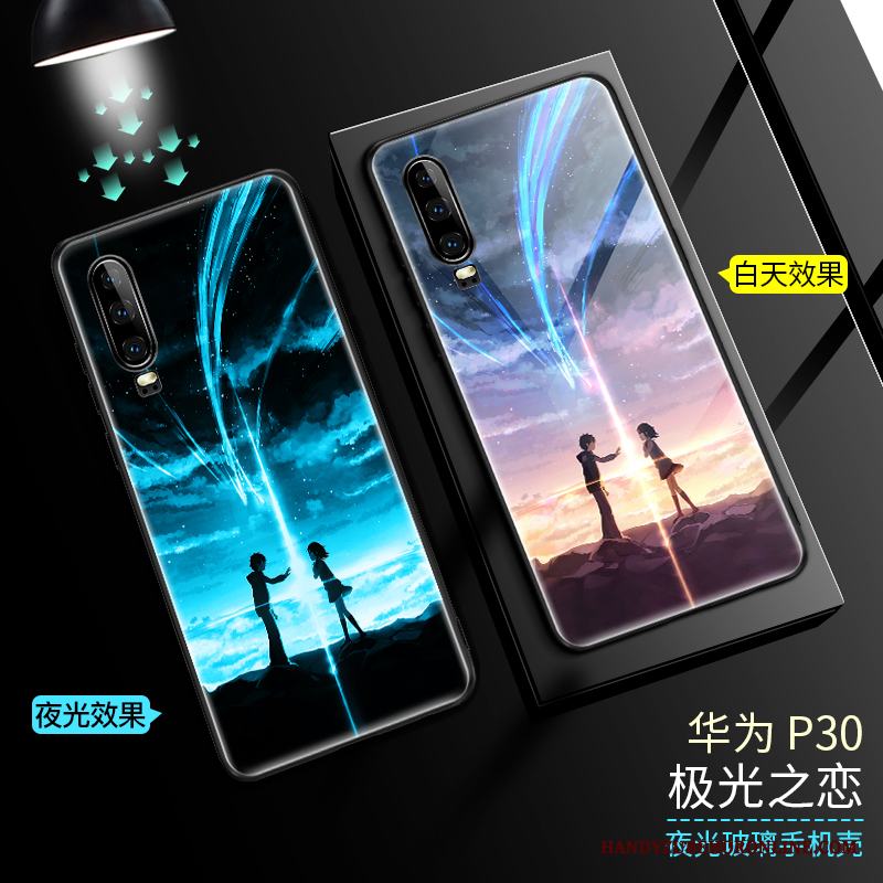 Huawei P30 Skal Telefon Fallskydd Glas Lysande Slim Trend Varumärke All Inclusive