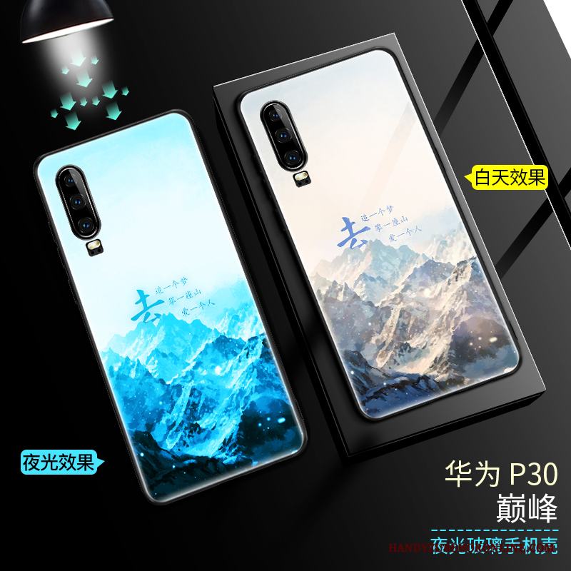 Huawei P30 Skal Telefon Fallskydd Glas Lysande Slim Trend Varumärke All Inclusive