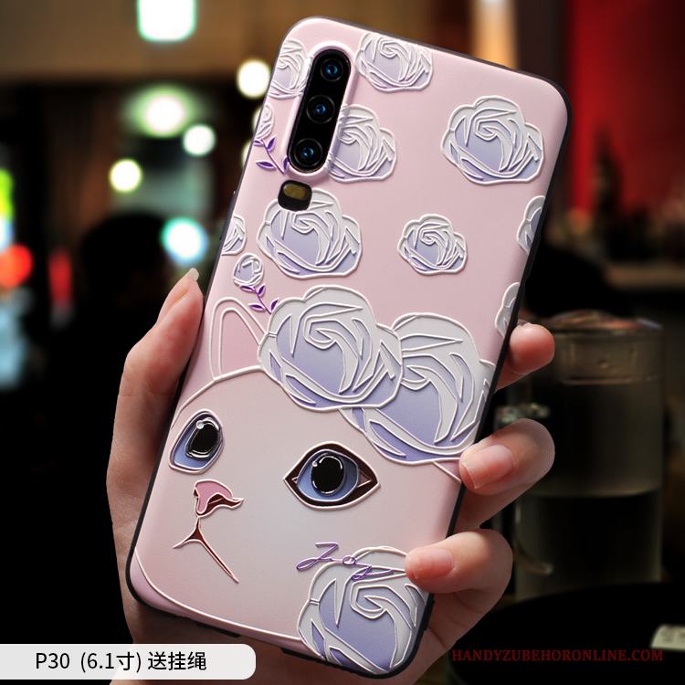 Huawei P30 Skal Trend Varumärke Purpur All Inclusive Slim Fodral Tecknat Fallskydd