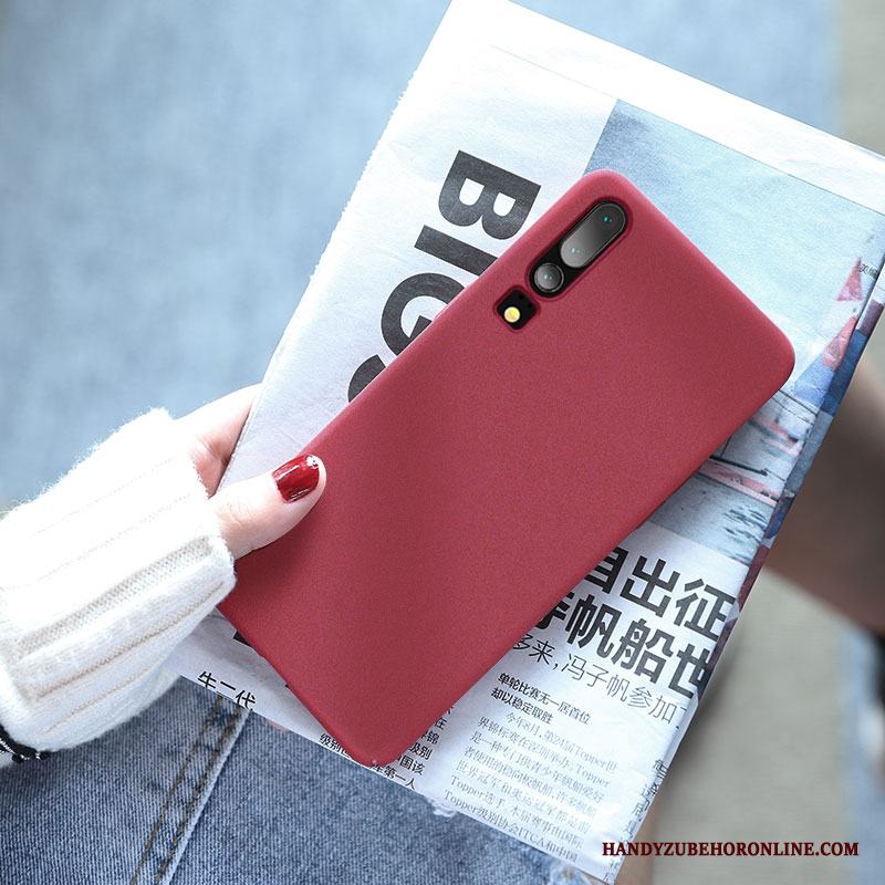 Huawei P30 Trend Skal Telefon Hård Fodral Net Red Fallskydd Solid Färg