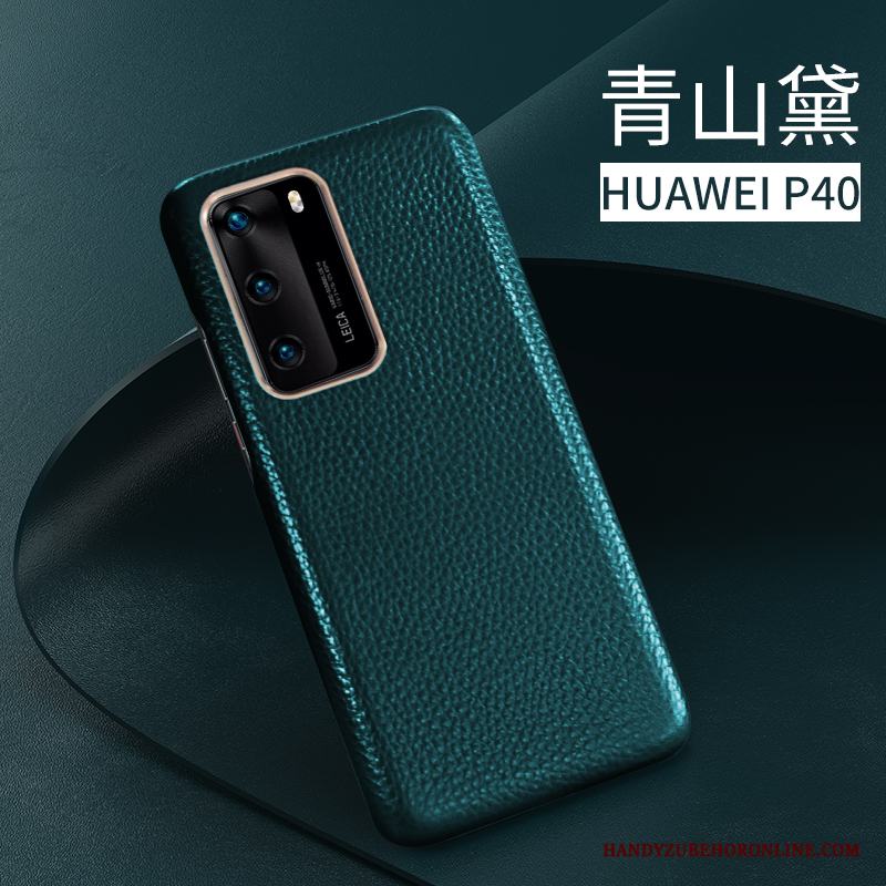 Huawei P40 Kreativa Äkta Läder Business Skal Telefon Fallskydd Slim Fodral