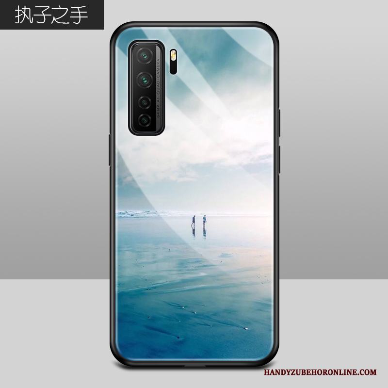 Huawei P40 Lite 5g Skal Hård Fodral Kreativa Silikon Fallskydd Glas Svart