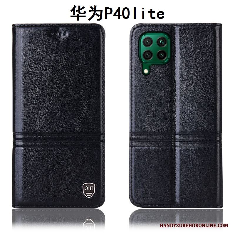 Huawei P40 Lite Läderfodral Skydd Skal Telefon Fallskydd Blå All Inclusive